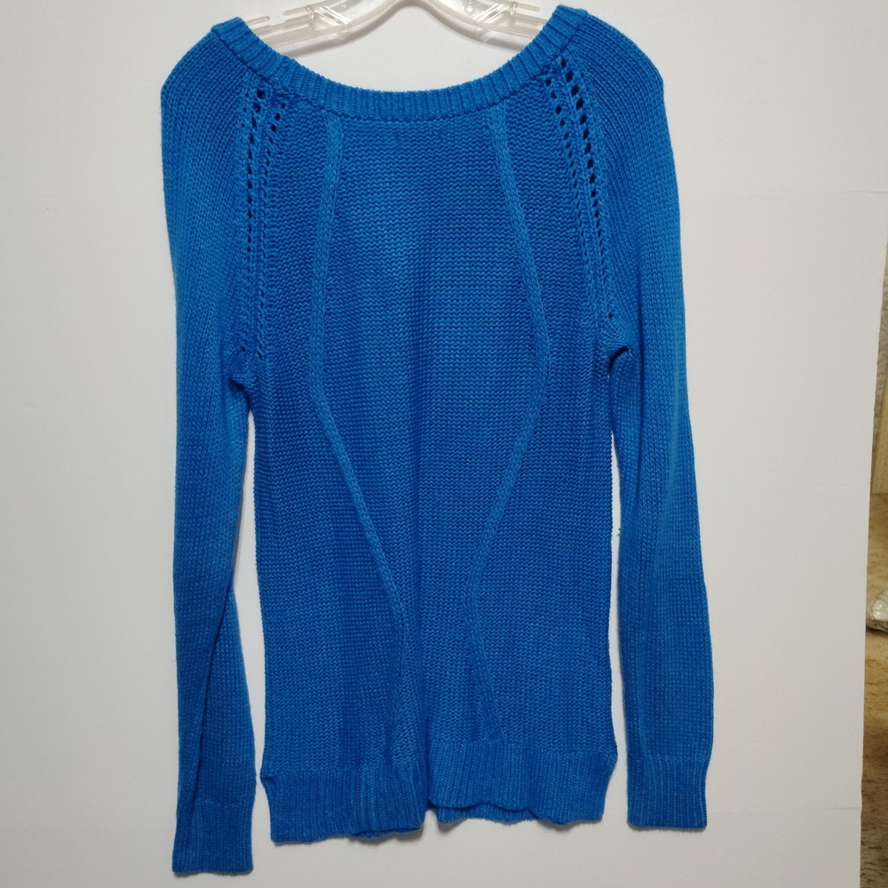 APTIO Blue Cable Knit Sweater Long Sleeve‎ Crew Neck Women's XL - Picture 4 of 7